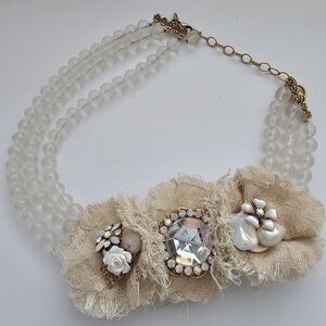 Lenora Dame Lace Frosted Bead Embellished Statement Necklace